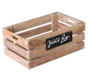 Krat mangohout met beschrijfbaar krijtbord