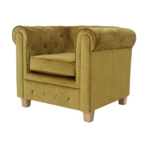 Fauteuil Malibu Velours - Okergeel