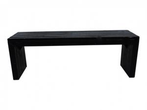 Bank steigerhout zwart zonder rugleuning 3-zits