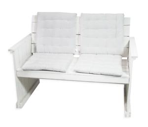 Bank steigerhout wit met rugleuning 2-zits