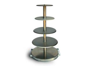 Bruidstaart standaard 5-plateau's RVS 65cm