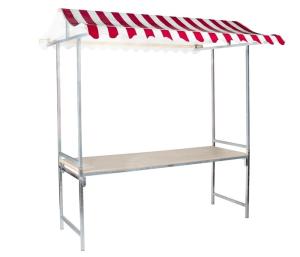 Marktkraam met zeil rood/wit