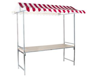 Marktkraam met zeil rood/wit