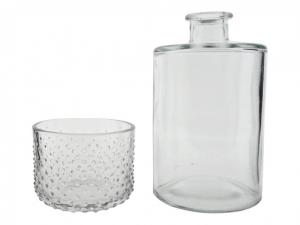 Doorzichtige vaas hoog en waxinehouder