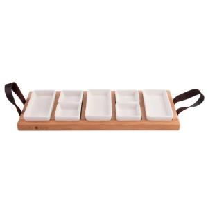 Tapasplank - 5-vaks met schaaltjes wit