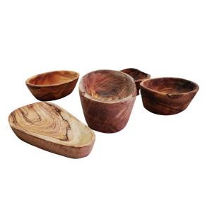 Tapasschaaltjes olijfhout - mix 5 stuks