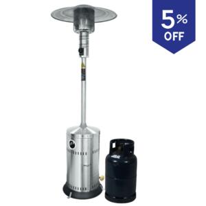 Paddenstoelheater RVS + 10,5 kg gas